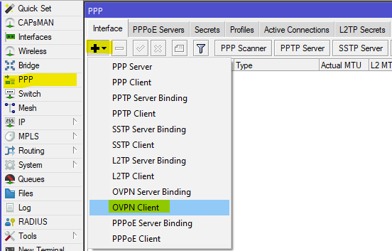 Agregar una nueva interfaz OpenVPN